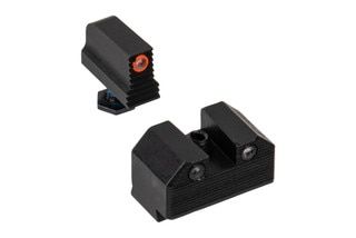 Night Fision Suppressor Height Tritium Glock 43x MOS Night Sight Set features and Orange ring front and Black rear